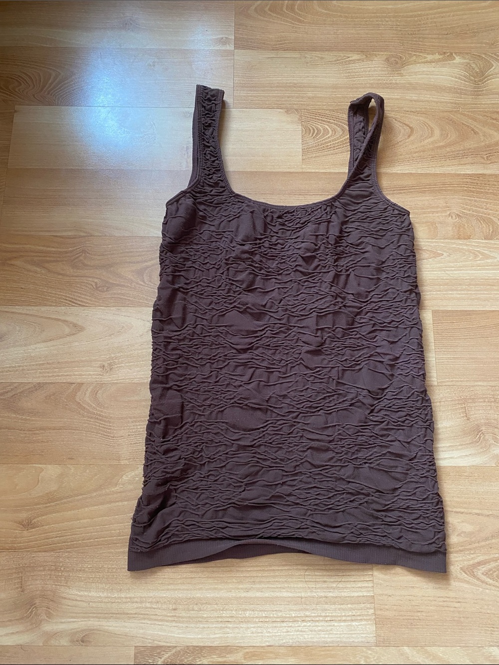 Chocolate Brown Textured Ruched Tank Top